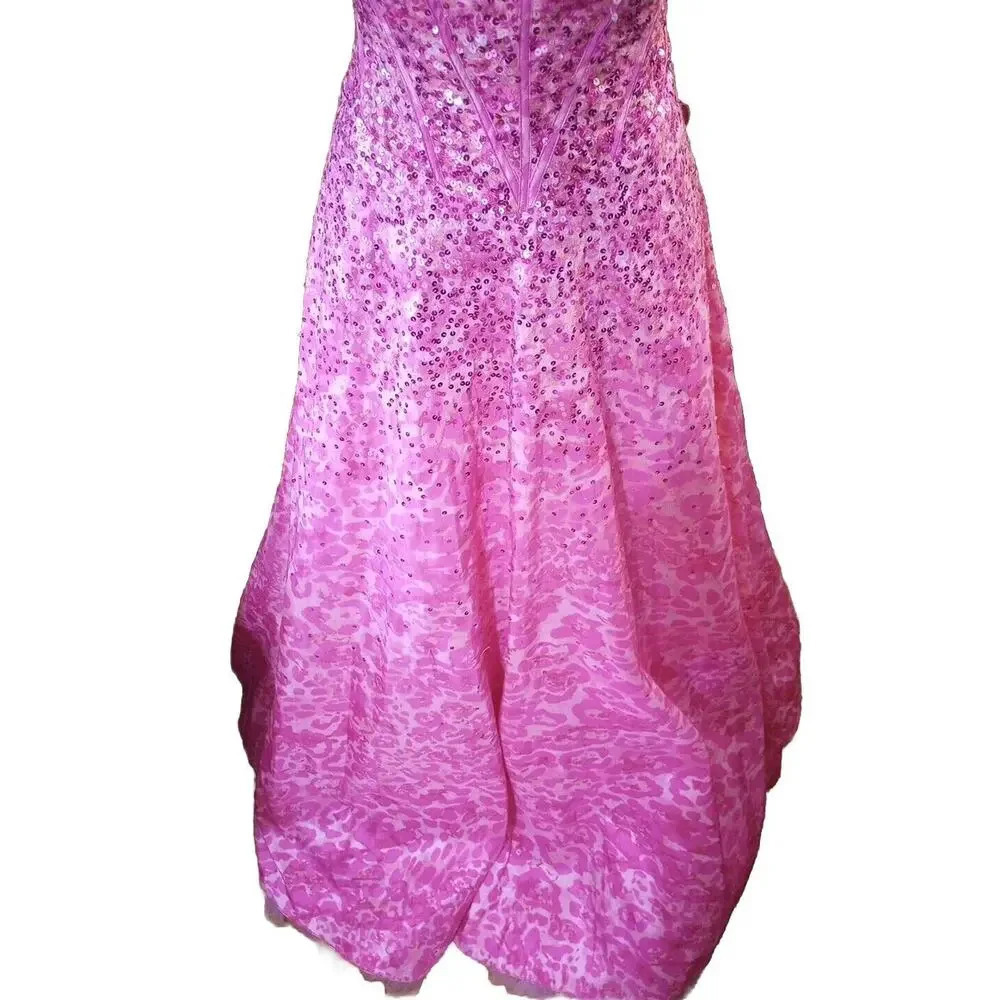 Jovani prom Strapless gown Sz 2 ? pink Sequin Padded Princess Barbie Pageant - Picture 4 of 14